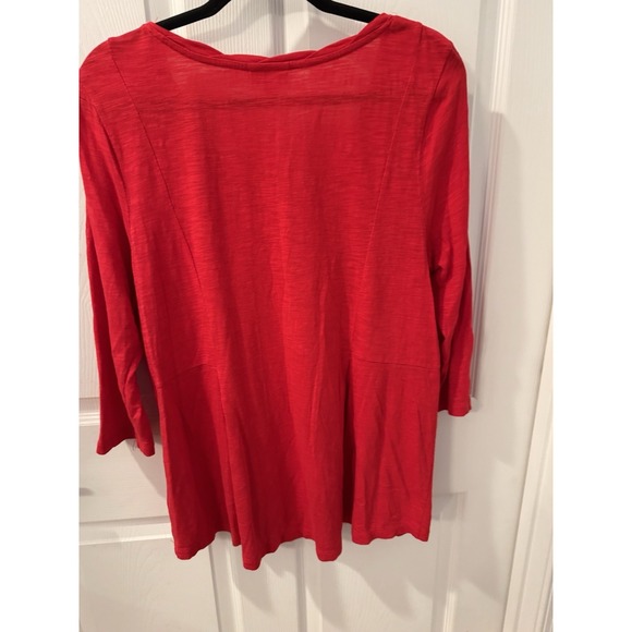 J. Jill Size L Women's Tunic Sweater Red Cotton Modal V-Neck Long Sleeve Knit - Picture 3 of 7